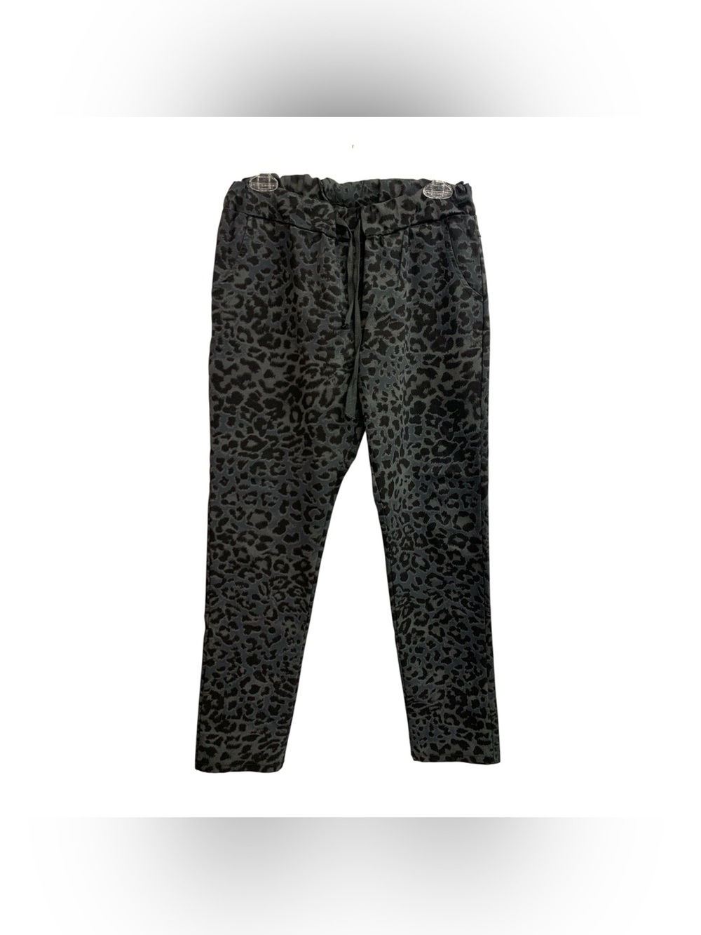 Made In Italy Black Leopard-Print Jogger Sweatpants Size M